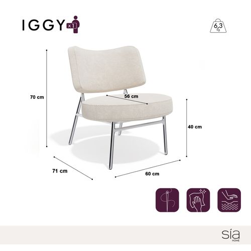 Fauteuil De Salon Velours Tramé Crème