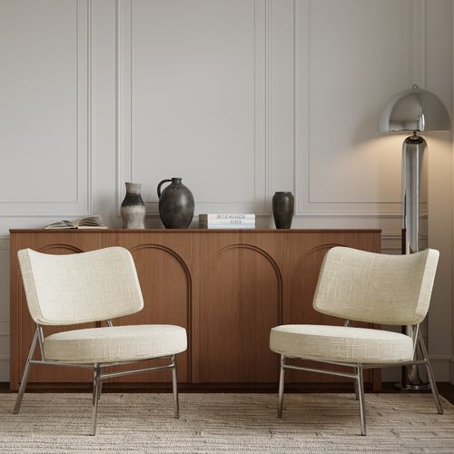 Fauteuil De Salon Velours Tramé Crème