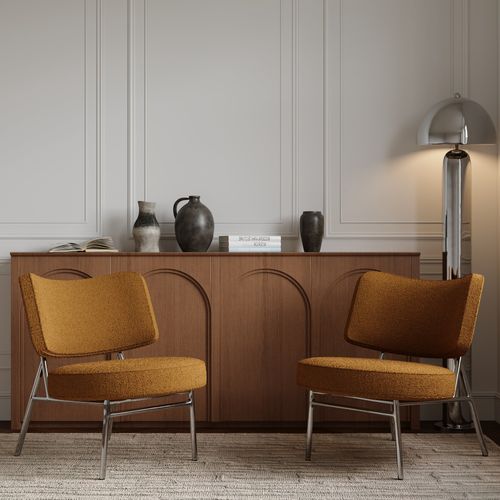 Fauteuil De Salon Tissu Bouclette Moutarde