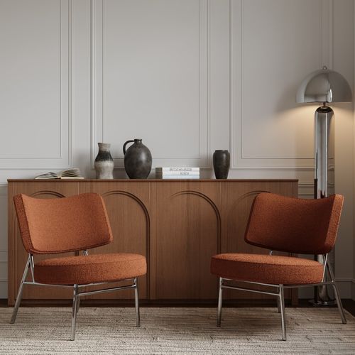 Fauteuil De Salon Tissu Bouclette Terracotta