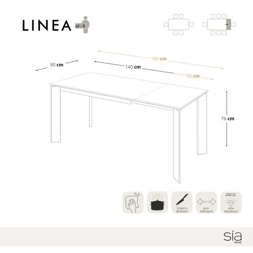 Table Extensible 6-8 Personnes Aspect Travertin Et Pieds Noirs 140cm