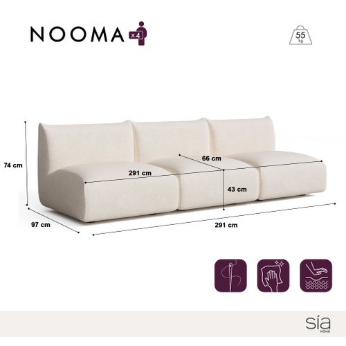 Canapé Modulable 4-5 Places Velours Chenillé Crème