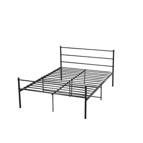 Cadre De Lit Metal Moderne 160x200 Cm + Sommier Solide Gris Pour Adultes Ou Enfants