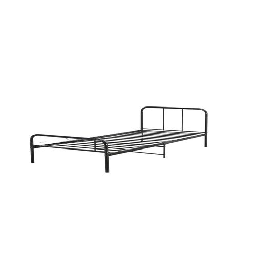 Cadre De Lit En Métal Noir 160x200 Cm Avec Sommier Solide Pour Adultes Et Enfants