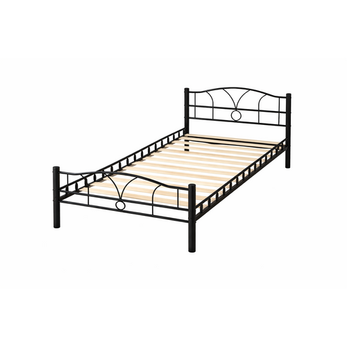 Lit Métal 90x200 Noir - Confort Optimal, Solidité Renforcée, Épaisseur 0,75 Mm