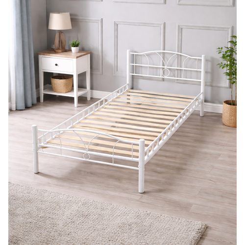 Lit En Métal Blanc 80x190 Cm - Confort Optimal, Solidité Renforcée, Épaisseur 0.75 Mm