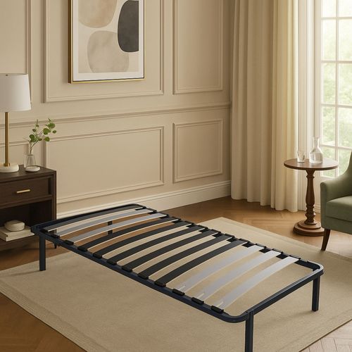 Sommier Métal 80x200 Cm Avec Pieds Et 9 Lattes De 12,5 Cm - Facile à Monter Et Confortable