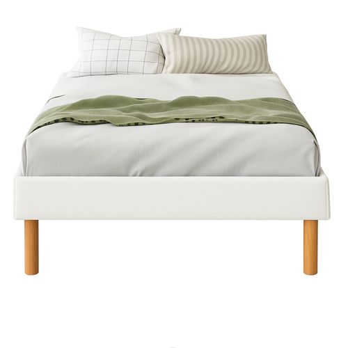 Sommier Tapissier Blanc 80x200 Avec Pieds 20 Cm Et 13 Lattes - Montage Rapide Et Pvc