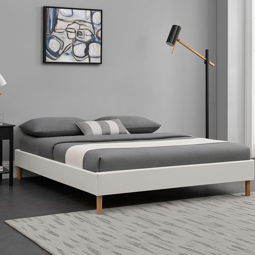 Sommier Tapissier Blanc 140x200 Avec Pieds 20 Cm - 2 X 13 Lattes - Montage Rapide Et Facile