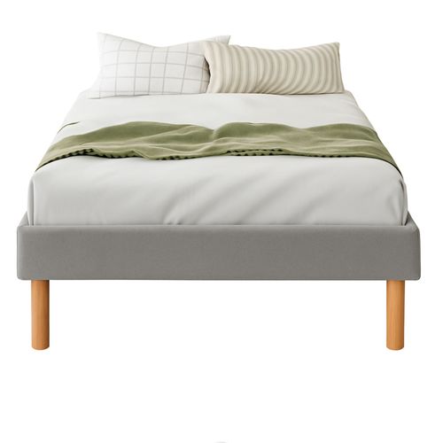 Sommier Tapissier Gris Confortable 70x190 Avec Pieds 20 Cm - 13 Lattes Facile à Monter