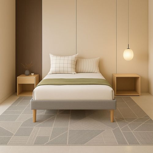 Sommier Tapissier Gris 90x190 Avec Pieds 20cm 13 Lattes Montage Rapide Revêtement Pvc