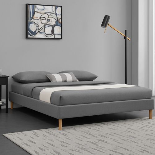 Sommier Tapissier Gris 120x190 Avec Pieds 20 Cm 2x13 Lattes Montage Rapide Pvc Entretien Facile