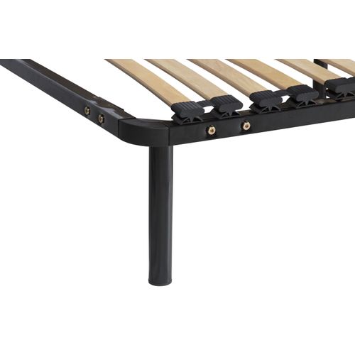Sommier Noir Cadre Metal 90x190 Cm Renforcé 34 Lattes Réglables Montage Rapide 1,4 Mm D'épaisseur