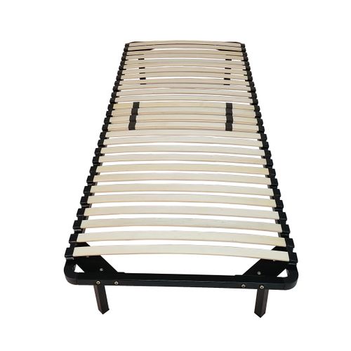 Sommier Noir Cadre Metal 90x190 Cm Renforcé 34 Lattes Réglables Montage Rapide 1,4 Mm D'épaisseur