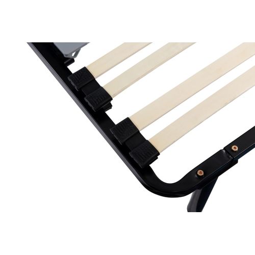 Sommier 140x190 Noir Cadre Lattes Renforcé Bassin 9 Pieds Metal 29 Cm Montage Rapide 36 Lattes 9 Mm