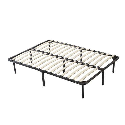 Sommier 200x200 Cm Solide Et Confortable Avec Cadre à Lattes Et 12 Pieds En Métal