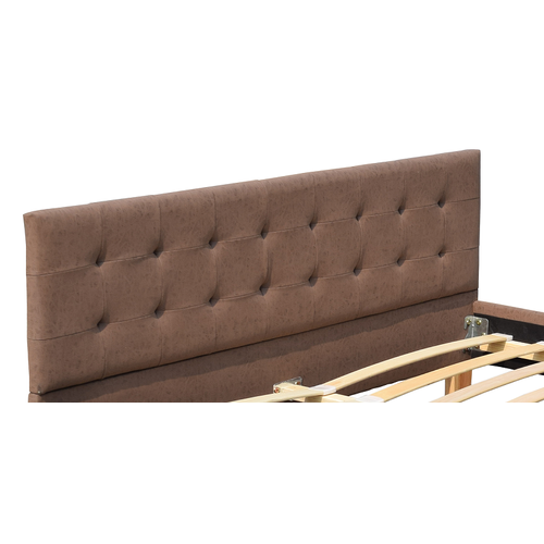 Frederic - Solide Et Confortable Lit Avec Sommier + Tête De Lit Capitonnee Couleur Marron