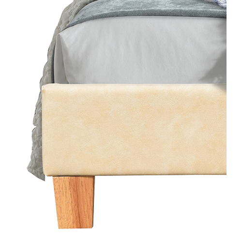 Frederic - Solide Et Confortable Lit Avec Sommier + Tête De Lit Capitonnee Couleur Beige