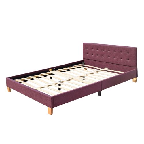 Frederic - Solide Et Confortable Lit Avec Sommier + Tête De Lit Capitonnee Couleur Rouge