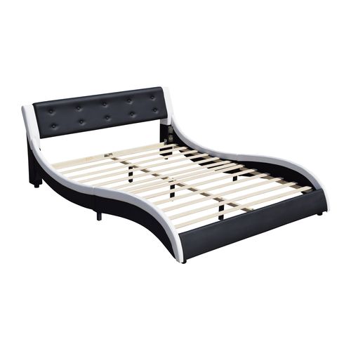 Lit Mathis Pour Matelas 160x200 - Sommier + Tête De Lit Couleur Blanc et Noir