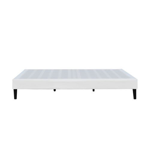 Sommier 140x200 Cm Déhoussable Avec Pieds 20 Cm Et 13 Lattes - Tissu Polyester Blanc Opale