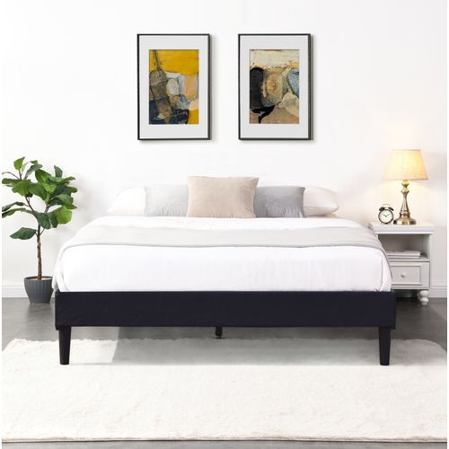 Sommier 160x200 Cm Tapissier Déhoussable Noir Avec Pieds 20 Cm Et 2x13 Lattes Opale