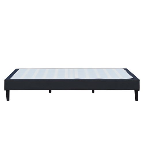 Sommier 90x200 Cm Déhoussable Noir Pieds 20 Cm 13 Lattes Tissu 100% Polyester Rembourrage Mousse