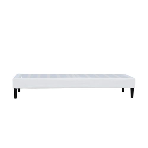 Sommier 70x190 Cm Déhoussable Blanc Avec Pieds 20 Cm Et 13 Lattes - Anna - Revêtement Pvc 220g/m2