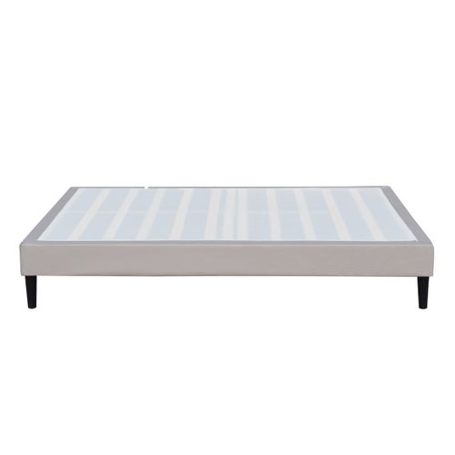 Sommier 80x200 Cm Déhoussable Gris Avec Pieds 20 Cm Et 13 Lattes - Anna