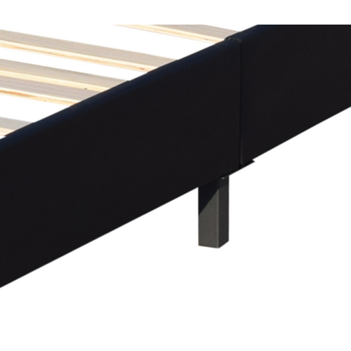 Lit 120x190 Cm Avec Sommier, Tête De Lit Capitonnée Noire, Pieds 10 Cm, 13 Lattes, Simili Pvc