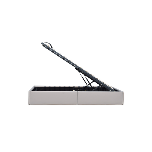 Solide Lit Coffre Gris Pour Matelas 90x200 Cm - 12 Lattes-manon + Pieds-montage Rapide Et Facile