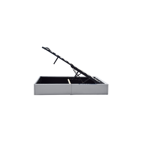 Solide Lit Coffre Gris Pour Matelas 120x190 Cm -  12 Lattes-manon + Pieds-montage Rapide Et Facile