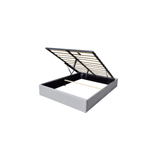 Solide Lit Coffre Gris Pour Matelas 120x190 Cm -  12 Lattes-manon + Pieds-montage Rapide Et Facile