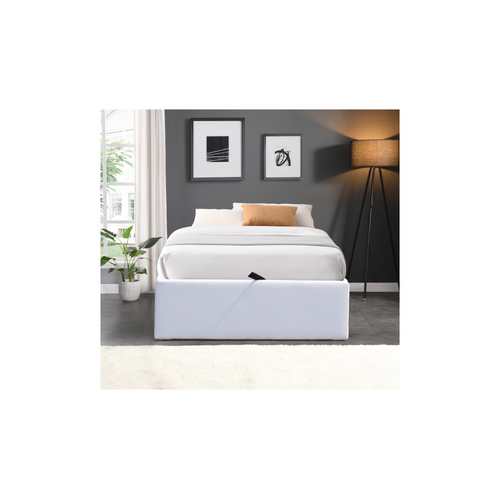 Solide Lit Coffre Blanc Pour Matelas 90x200 Cm - 12 Lattes-manon + Pieds-montage Rapide Et Facile