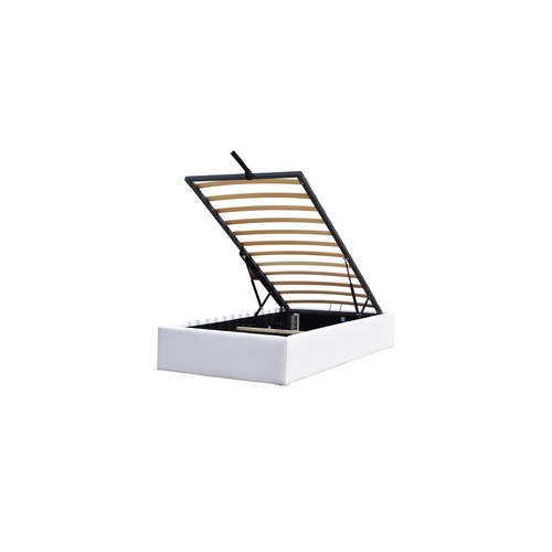 Solide Lit Coffre Blanc Pour Matelas 90x200 Cm - 12 Lattes-manon + Pieds-montage Rapide Et Facile