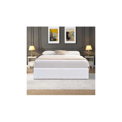 Solide Lit Coffre Blanc Pour Matelas 120x190 Cm - 12 Lattes-manon + Pieds-montage Rapide Et Facile