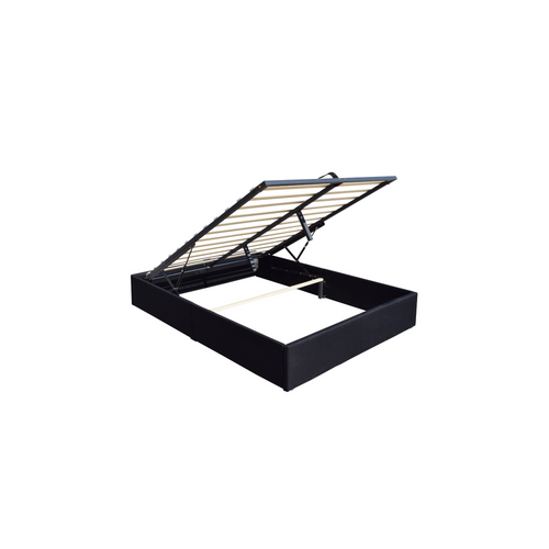 Solide Lit Coffre Noir Pour Matelas 90x200 Cm - 12 Lattes-manon + Pieds-montage Rapide Et Facile