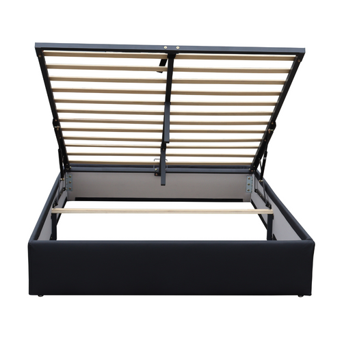 Lit Coffre 90x200 Déhoussable - 12 Lattes - Montage Rapide - Rangement Pratique - Design Moderne