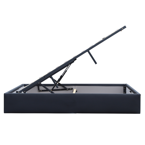 Lit Coffre Déhoussable Noir 180x200 Cm Déhoussable Avec 14 Lattes-revêtement Pvc