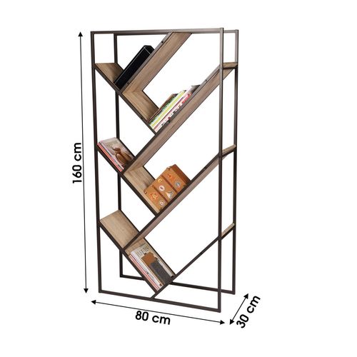 Bibliothèque Industrielle Dock - L. 80 X H. 160 Cm - Marron