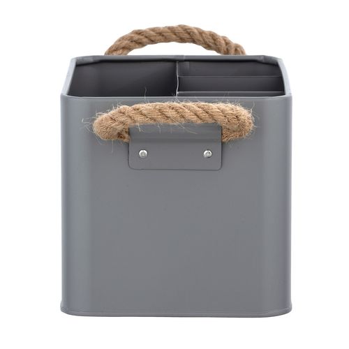 Boîte De Rangement Compartimentée Salle De Bain Gara - L. 19 X H. 12 Cm - Gris