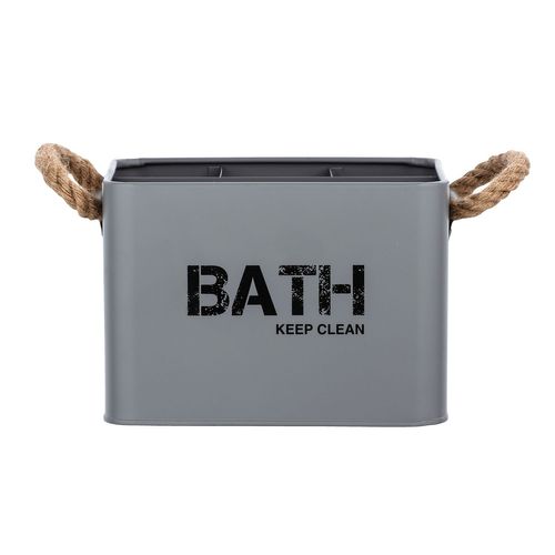 Boîte De Rangement Compartimentée Salle De Bain Gara - L. 19 X H. 12 Cm - Gris