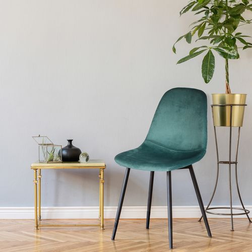 2 Chaises Design Velours Giulia - Bleu Canard