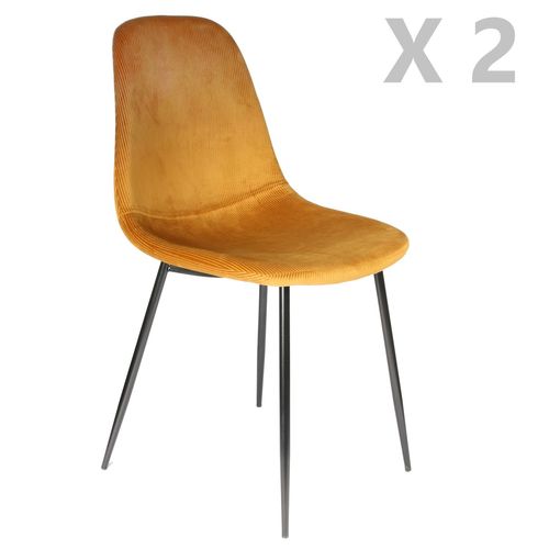 2 Chaises Design Velours Giulia - Jaune Moutarde