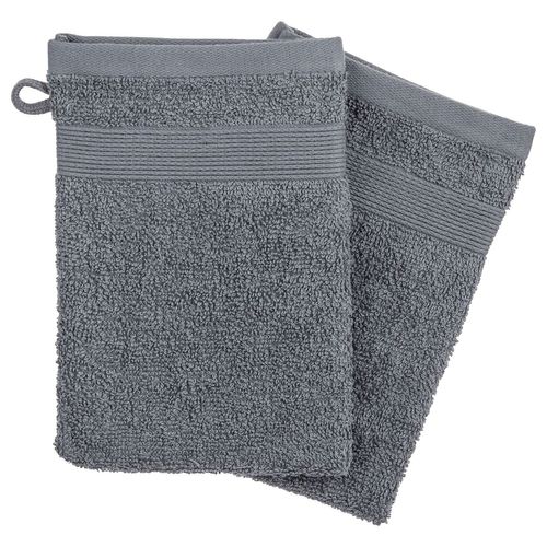 Lot 2x Gants De Toilette - 15 X 21 Cm. - Gris Foncé