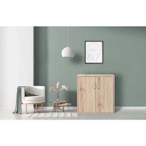 Meuble De Rangement à 2 Portes Pratik - Hauteur 58,50 Cm - Bois Clair