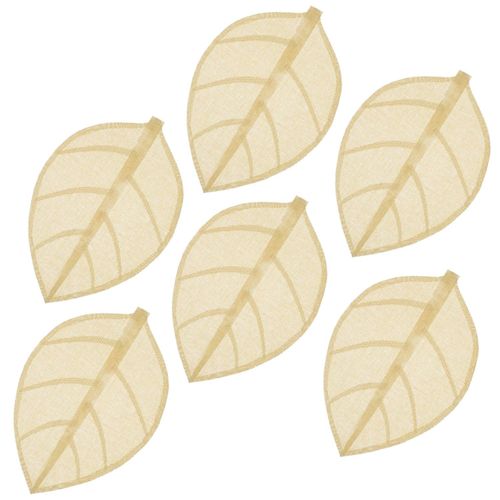 Lot De 6 Sets De Table Motif Feuille - 50 X 33 Cm - Naturel