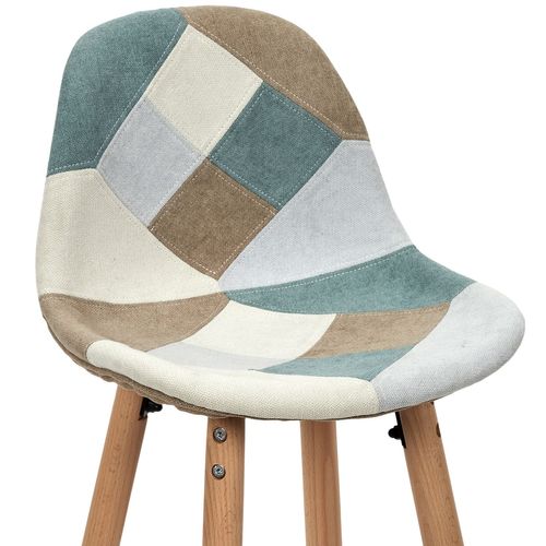 Lot De 2 Tabourets De Bar Patchwork - Bleu Clair Et Blanc