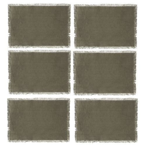 Lot De 6 Sets De Table Maha En Coton - Longueur 45 Cm X Largeur 30 Cm - Vert Kaki