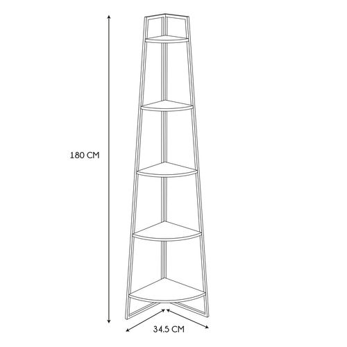 Etagère D'angle 5 Niveaux En Mdf Et Métal - Noir Et Beige